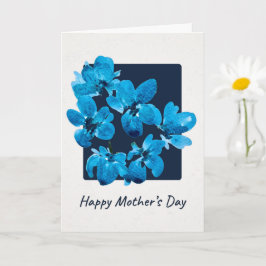 Blått akvarellblommigt mors dag kort