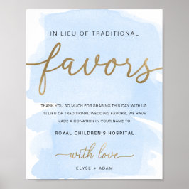 Blått akvarellguld istället för förmånsskylt poster