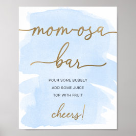 Blått akvarellguld Mom-osa Barskylt Poster