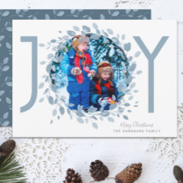 Blått akvarellkrans | Joy Foto Julkort