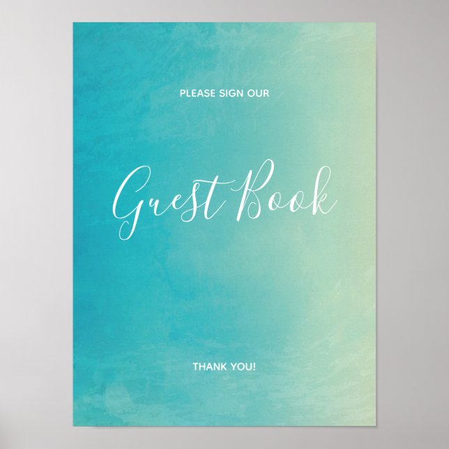 Blått akvarellt gästbok signer poster (Framsidan)