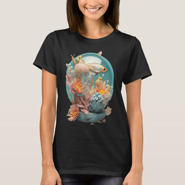 Blått akvarium t shirt (Framsida)
