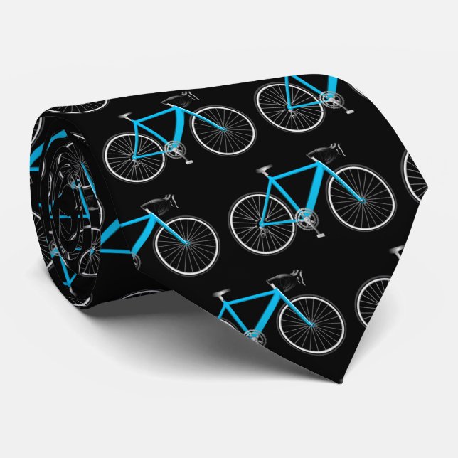 Blått akvattcykel på svart slips (Rullad)