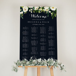 Blått alfabetiskt sittdiagram för vit Blommigt i g Poster