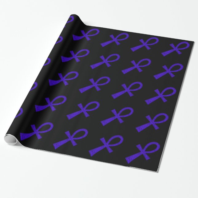 Blått Ankh-inslagspapper Presentpapper (Utrullad)