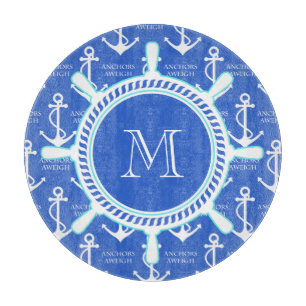 Blått ankrar den kust- nautiska monogramen