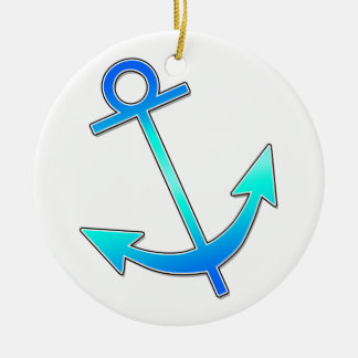 Blått ankrar julgransprydnad keramik