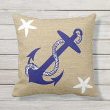 Blått ankrar & nautisk "Burlap " för