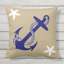 Blått ankrar & nautisk "Burlap " för