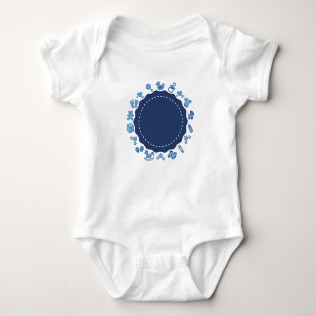 Blått Anpassade Baby-design Tee Shirt (Framsida)