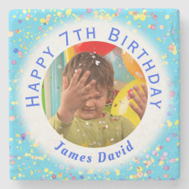 Blått Anpassade Vattenfärg Konfetti födelsedagar Stenunderlägg