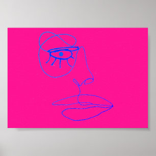 Blått Ansikte Art Poster