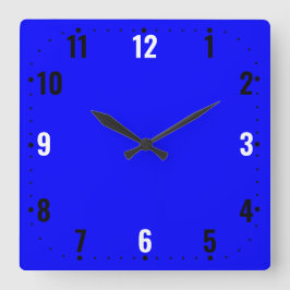 Blått Ansikte med siffror - utan ram Fyrkantig Klocka