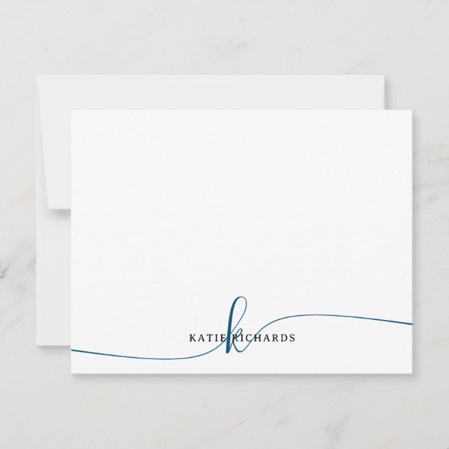 Blått anteckningskort för personlig - minimalistis (Framsida)