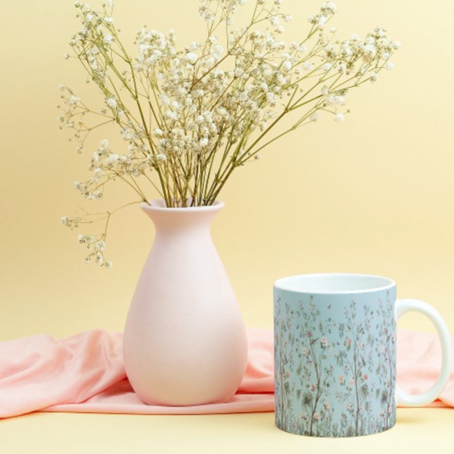 Blått antikt blommönster benporslin mugg (Skapare uppladdad)