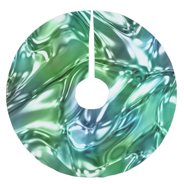 Blått Aqua Vågigt metallutseende Julgransmatta Borstad Polyester (Framsidan)