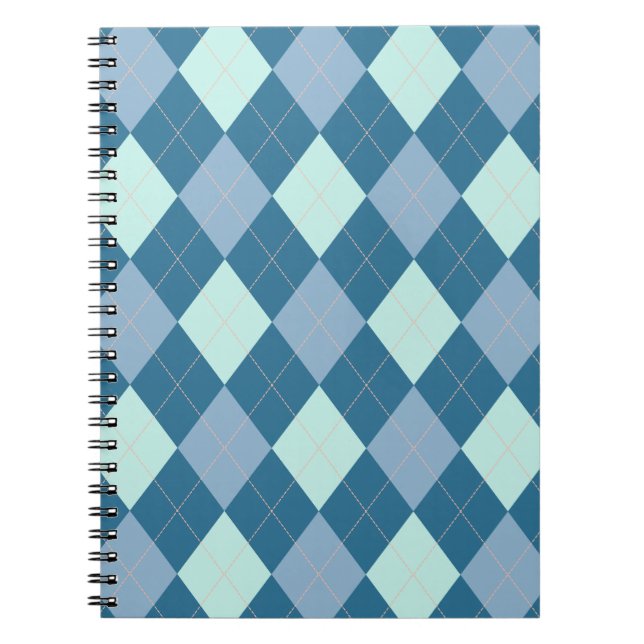 Blått Argyle Vintage-mönster Anteckningsbok (Framsidan)