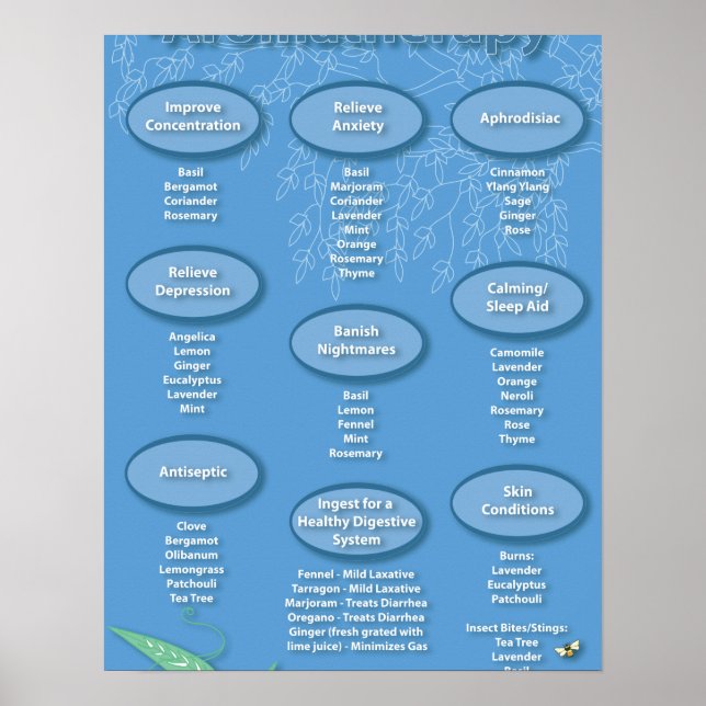 Blått Aromaterapischema Poster (Framsidan)