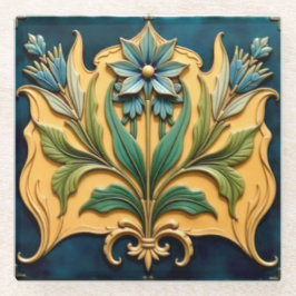 Blått art nouveau-Blommigt Underlägg