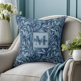 Blått arv, monogram dekorfärg kudde