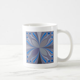 Blått Ash Grått Polka Dot Struktur Art Skriv ut Kaffemugg