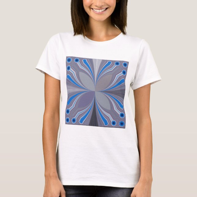 Blått Ash Grått Polka Dot Struktur Art Skriv ut Tee Shirt (Framsida)