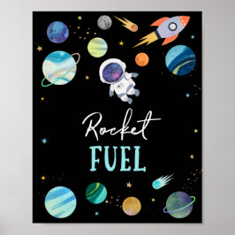 Blått Astronaut Rocket Fuel Birthday-tecken Poster