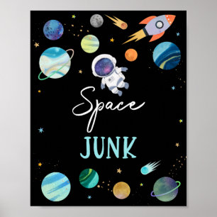 Blått astronaut - skräppost från födelsedag poster