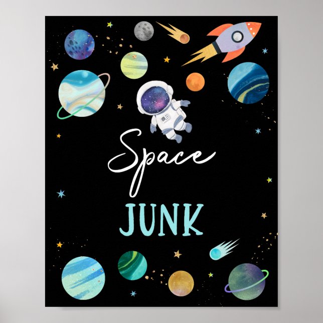 Blått astronaut - skräppost från födelsedag poster (Framsidan)