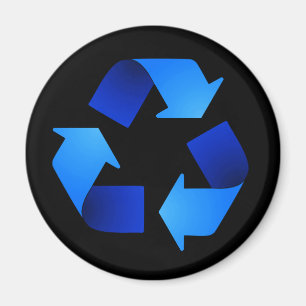Blått återanvändningssymbolmagnet magnet