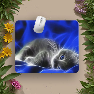 Blått Aura Cat Design Musmatta