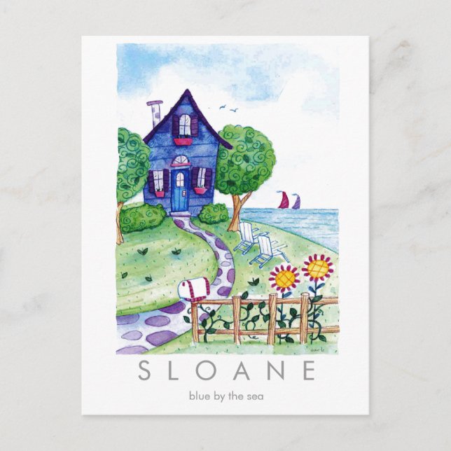 blått av havet vykort (Framsida)