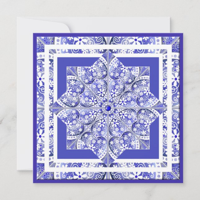 Blått av keramiskt Snöre från Grekland, ej ifyllt  Julkort (Framsida)