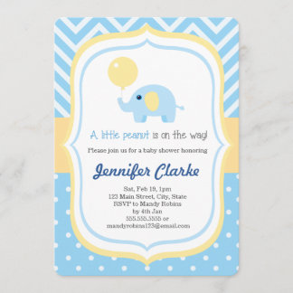 Blått Baby Little Elephant Baby Shower-inbjudan Inbjudningar