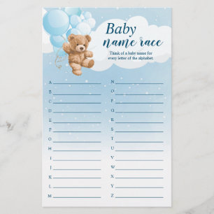 Blått babybabylåda i baby Alphabet Namn Tävling Flygblad