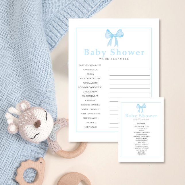 Blått babyfirande - Ordspelet "Blanda om orden" –  Brevhuvud (Skapare uppladdad)