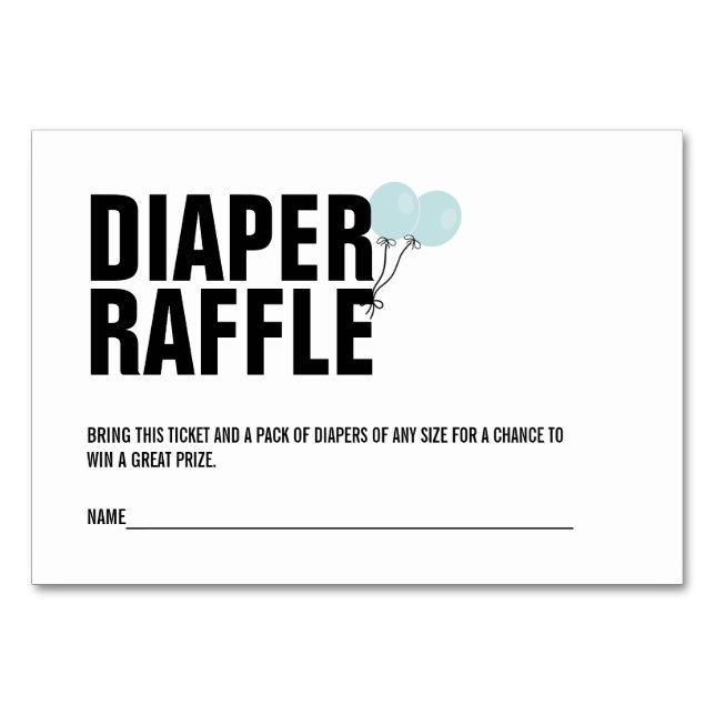 Blått babyskabinett Diaper Raffle Biljett Card Bordsnummer (Framsidan)