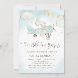 Blått babyskor för Baby med vattenfärg Inbjudningar