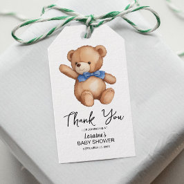 Blått babyskor för Cute Nalle Presentetikett