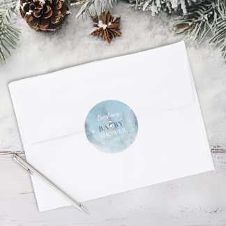 Blått babyskor för spjutspets runt klistermärke