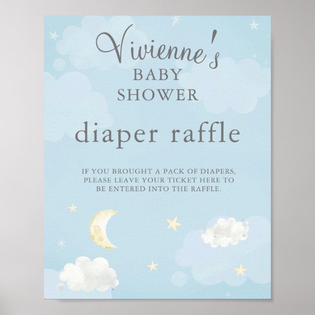 Blått babyskor med dubbla stjärnor - baksida poster (Framsidan)