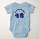 Blått baksida och marinskt Baby | Sports Jersey Tee<br><div class="desc">Blått baksida och marinskt Baby | Sports Jersey Design ・ Baby Bodykostym</div>