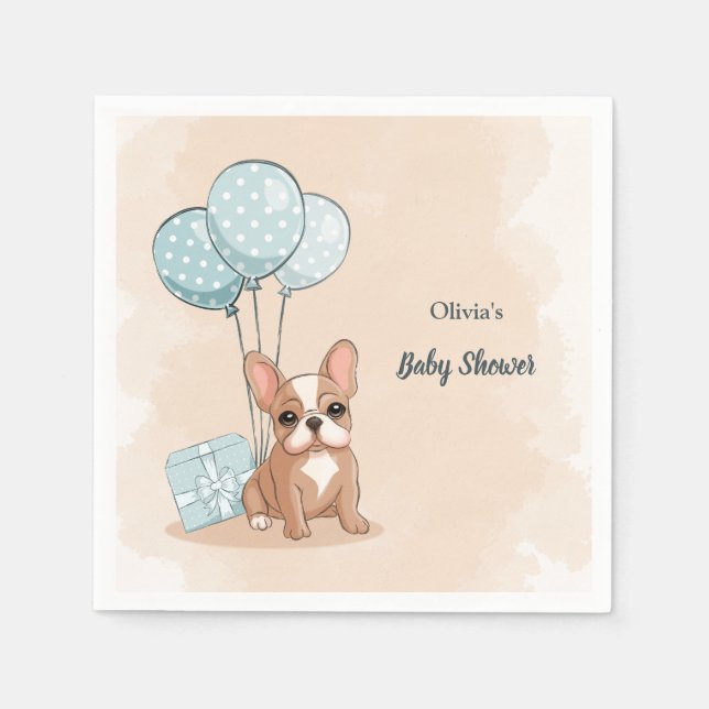 Blått ballongskuvel för kute-Fransk Pappersservett (Framsidan)