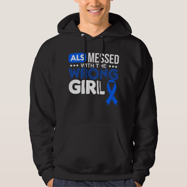 Blått band ALS-meddelande med fel flicka Hoodie (Framsida)