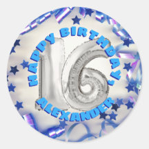 Blått band och stjärnor, konfetti 16:e Födelsedags