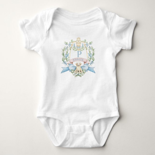 Blått band Puppy Baby Monogram vapen  T Shirt (Framsida)