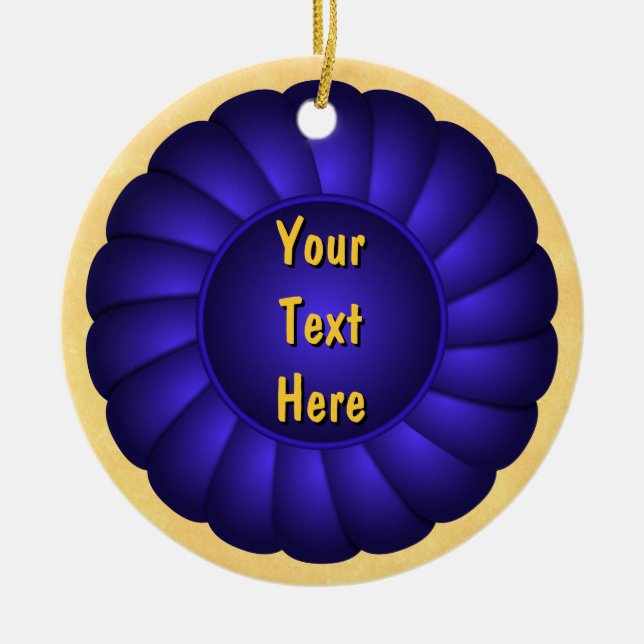 Blått band Rosette för anpassning Julgransprydnad Keramik (Framsidan)