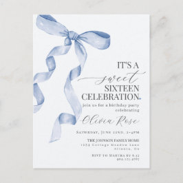 Blått band Sweet Sixteen födelsedagsfest inbjudan