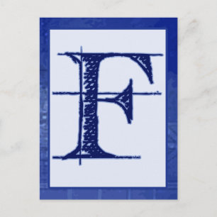 Blått Banderollkort för Brev "F"-typografi Vykort