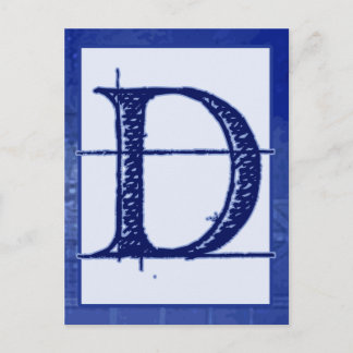 Blått Banderollkort för "D"-typografi i Brev Vykort
